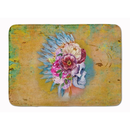 Carolines Treasures Day of the Dead Flowers Skull Machine Washable Memory Foam Mat BB5129RUG